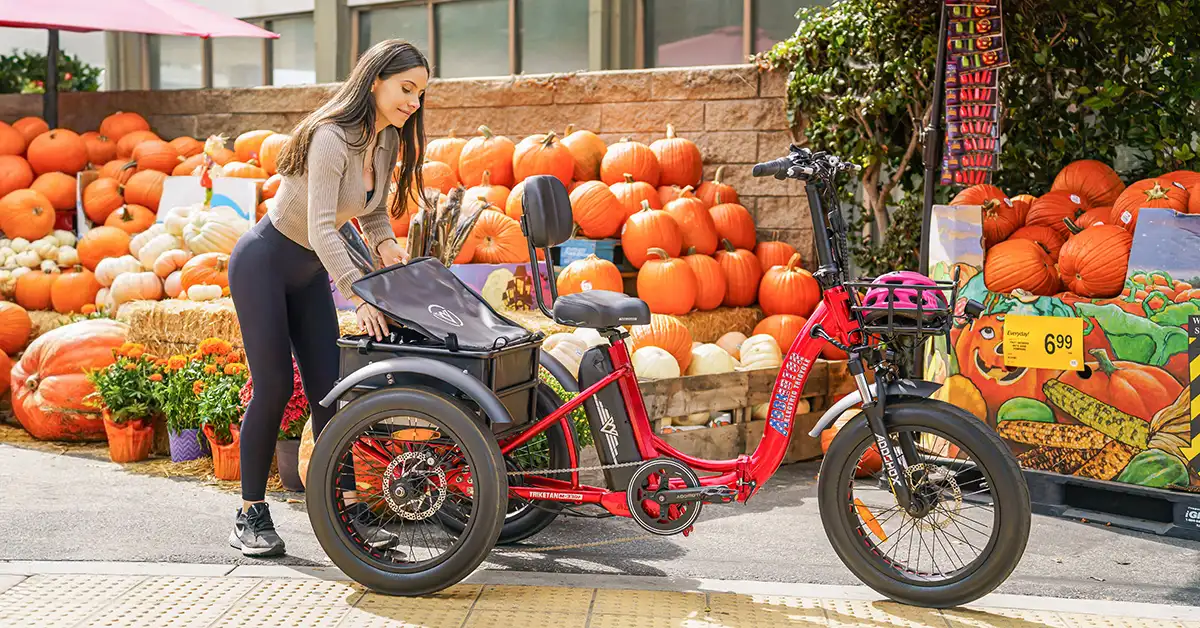 shopping with a foldable tricycle